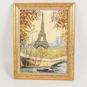 Eiffel Tower Parisian Cityscape Oil Painting - Framed Autumn Scene